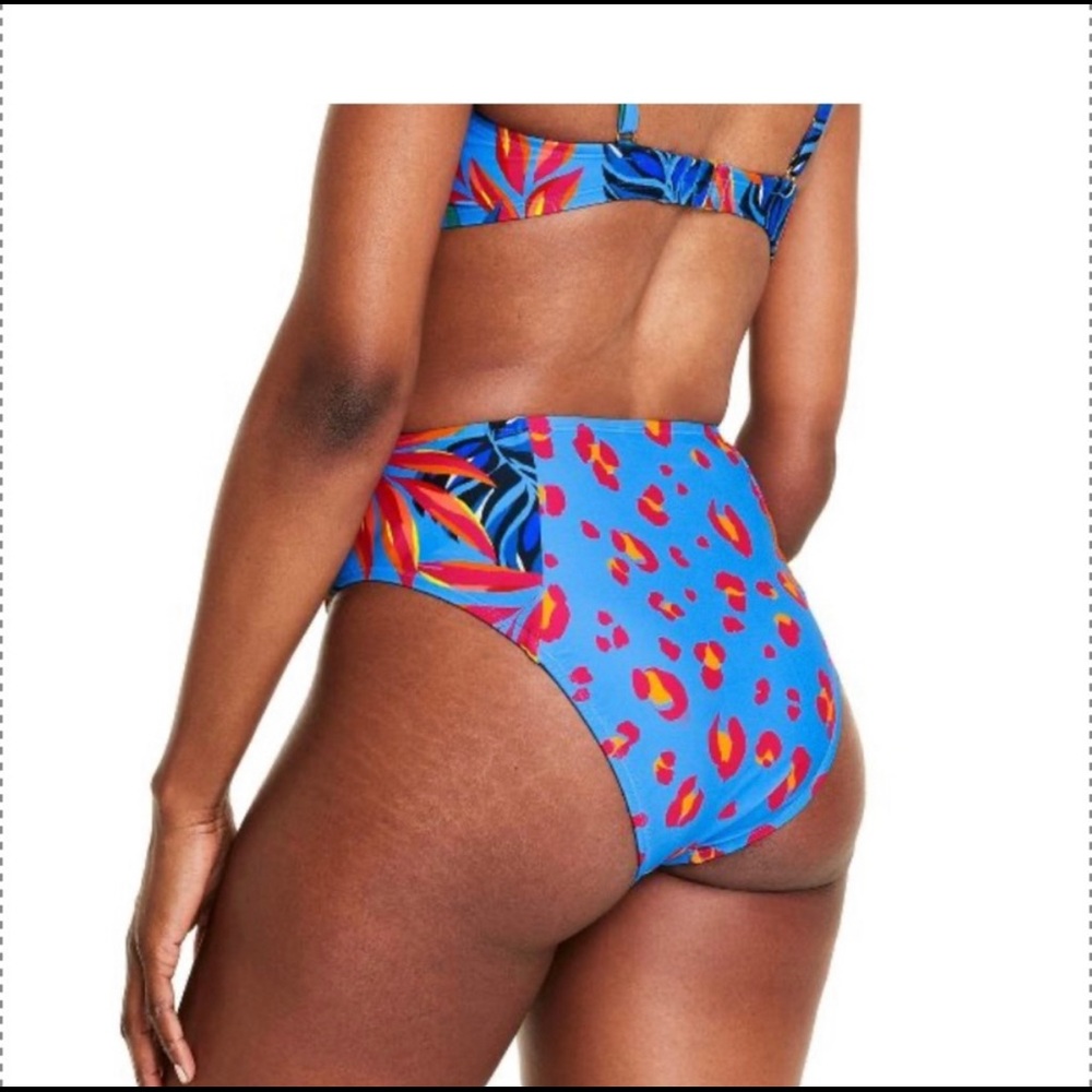 Tabitha brown for target  2 piece tropical print blue and fuchsia bikini Set NWT - Picture 8 of 9